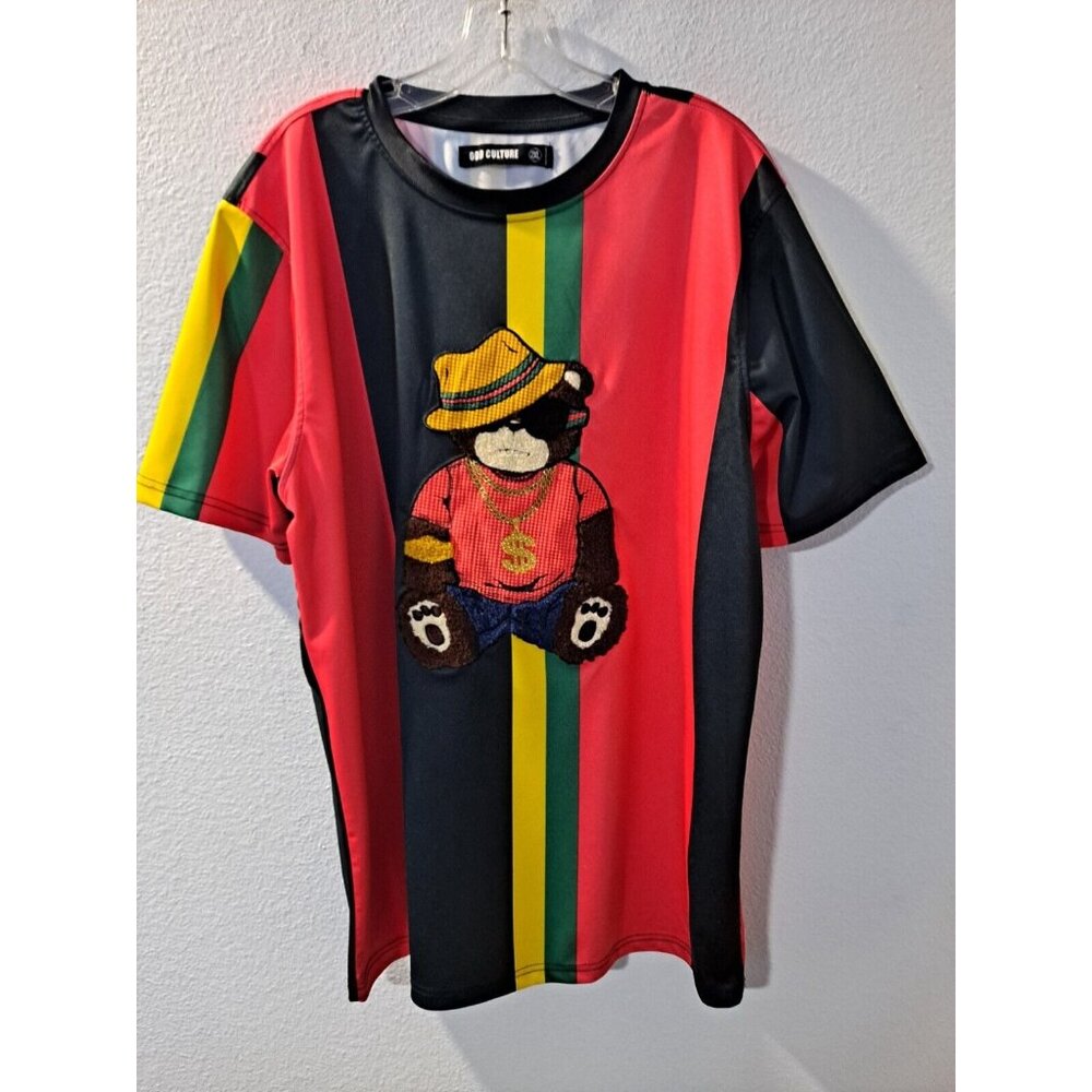 Odd Culture Men's Multicolor Color Block Rapper Bear Trendy Y2K Shirt,  2XL